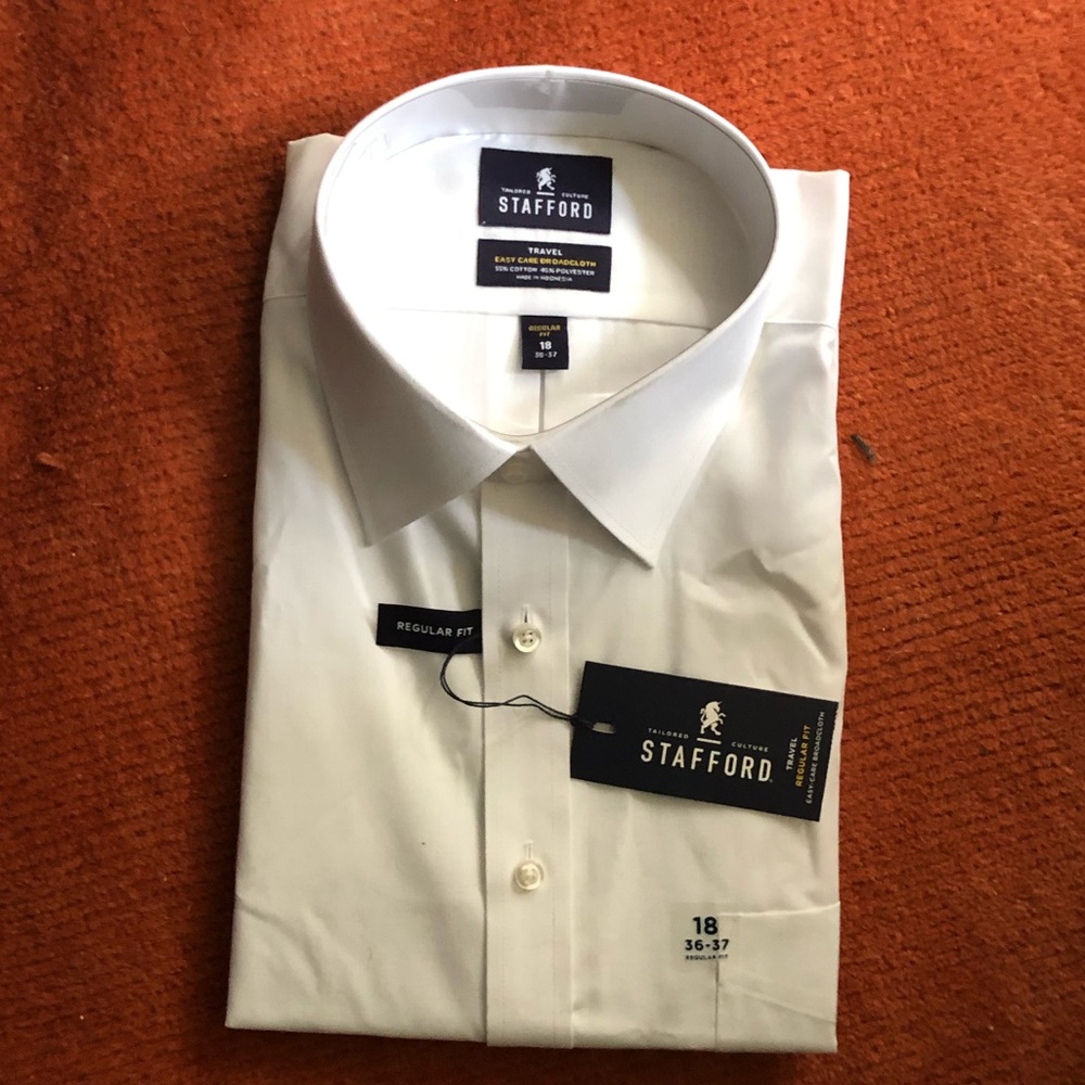 Stafford white mens button down dress shirt NWT